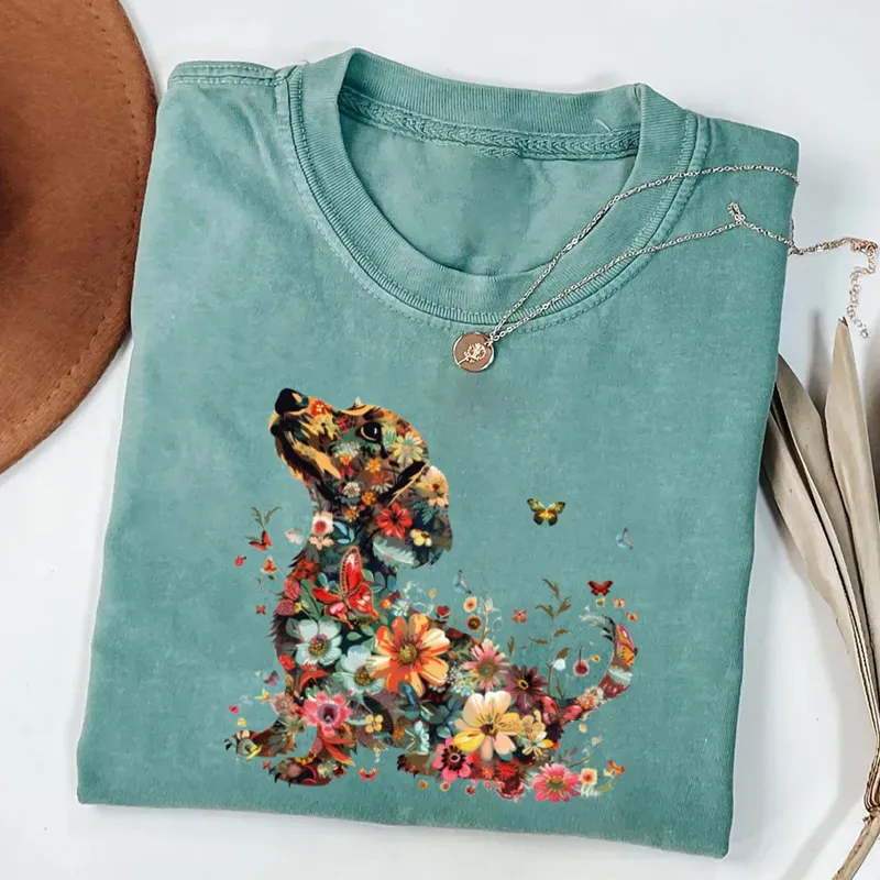 Floral Dachshund T-shirt