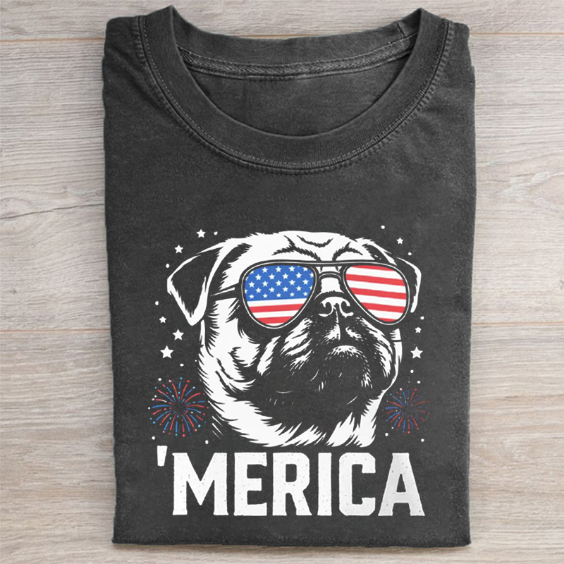 Patriotic Pug Merica T-shirt