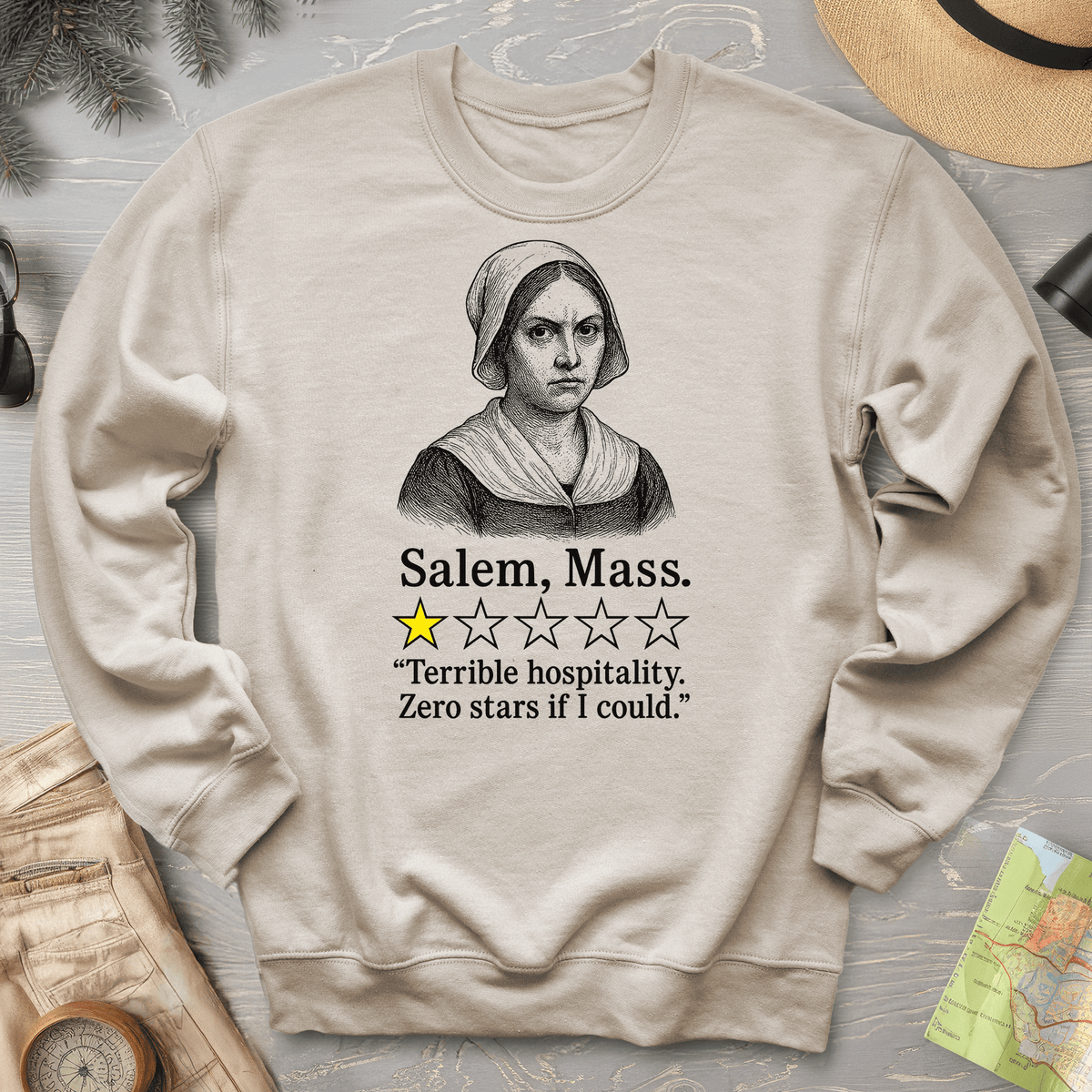 Salem Massachusetts "1 Star Review" Sweatshirt