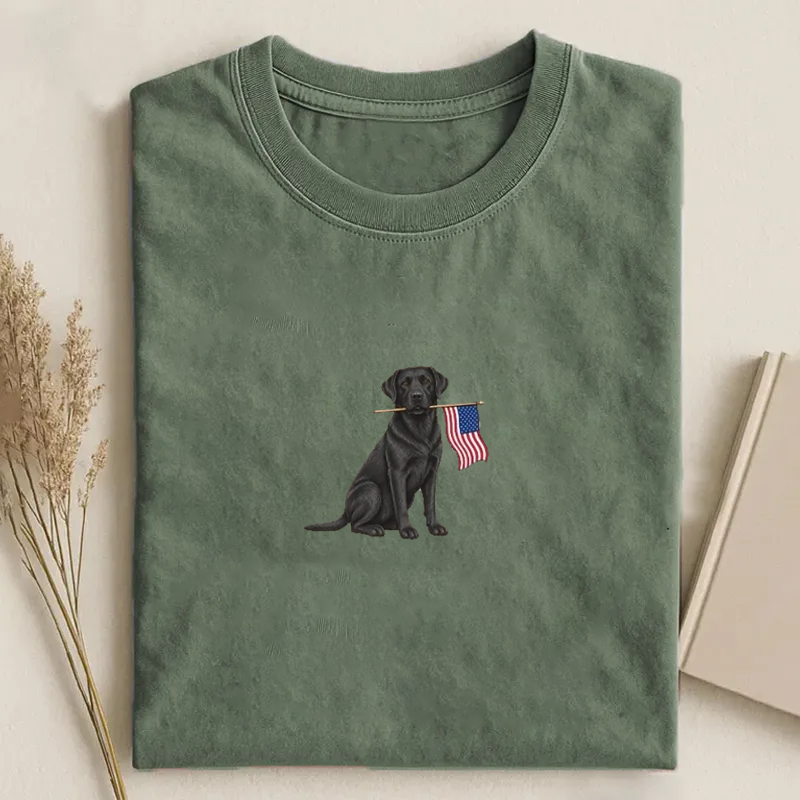 Black Labrador American Flag T-shirt