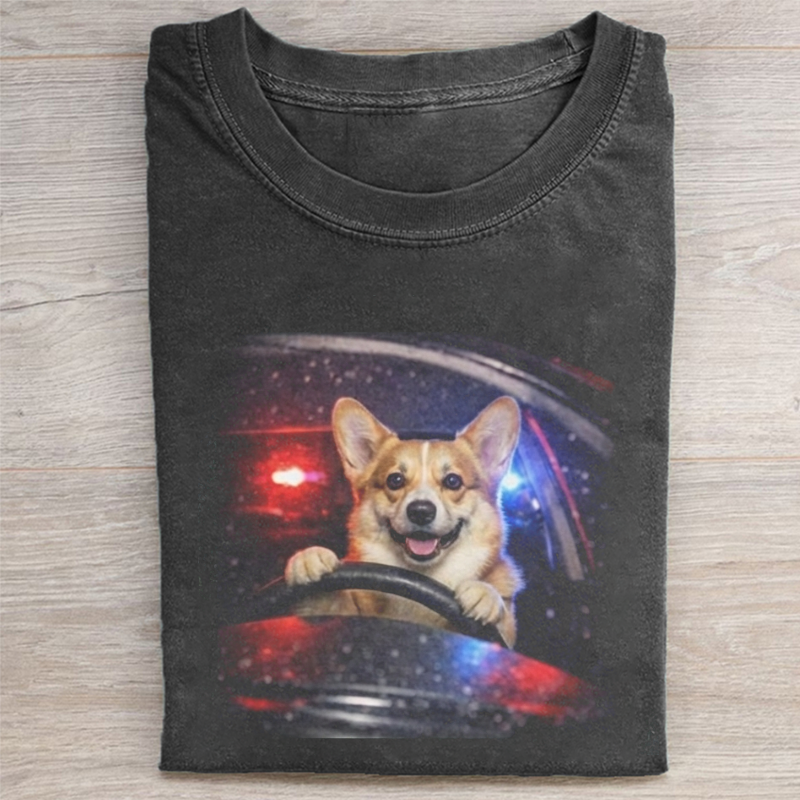 Funny Corgi Driving T-shirt