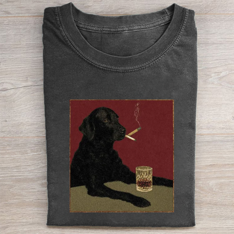 Smoking Cool Black Dog T-shirt