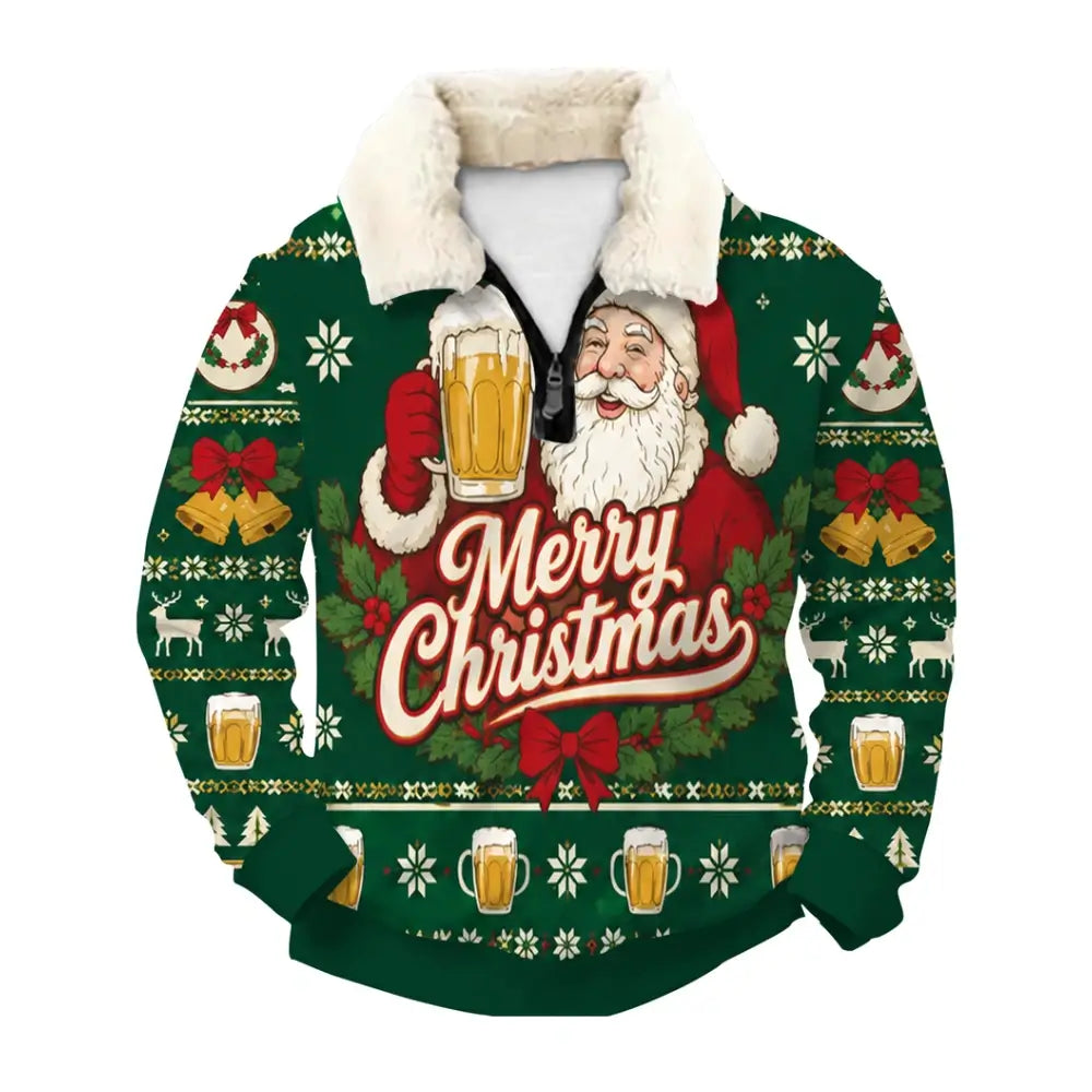 Beer Santa Ugly Quarter Zip Sweatshirt & Sweatpant Set