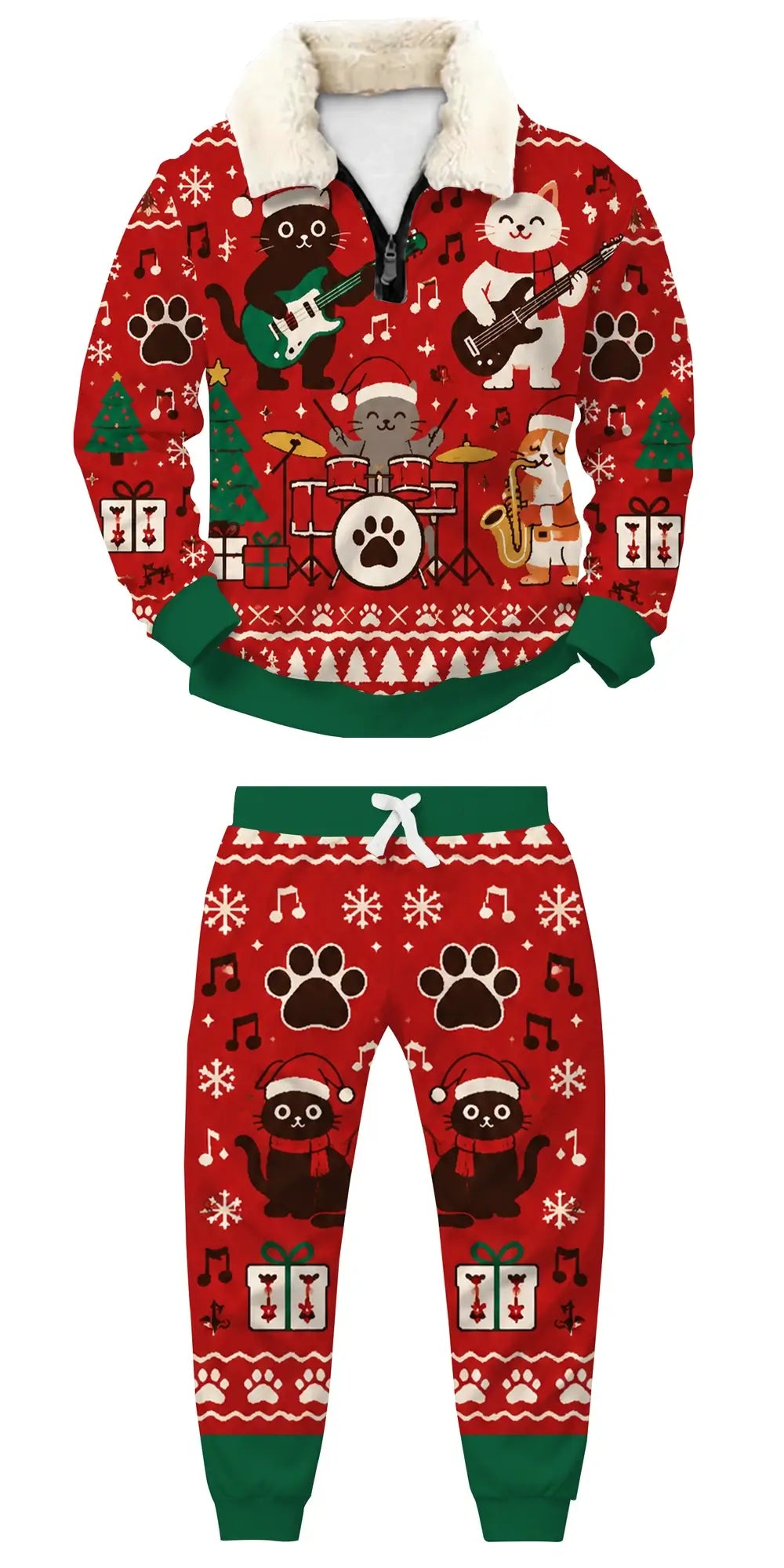 Christmas Cheer Ugly Quarter Zip Sweatshirt & Sweatpant Set