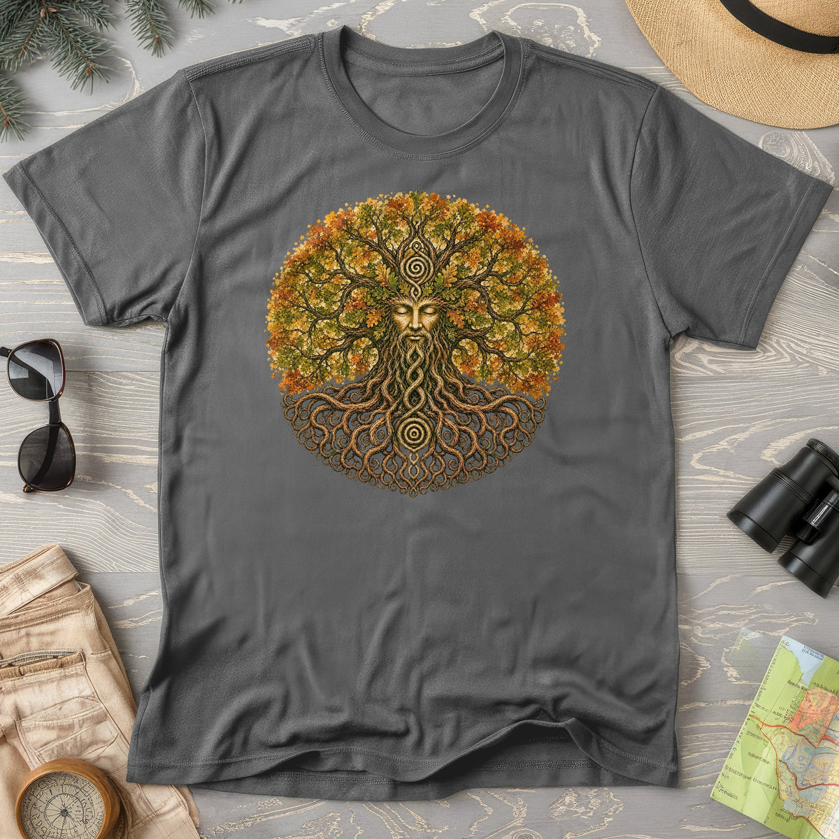 Green Man Autumn Bloom T-Shirt