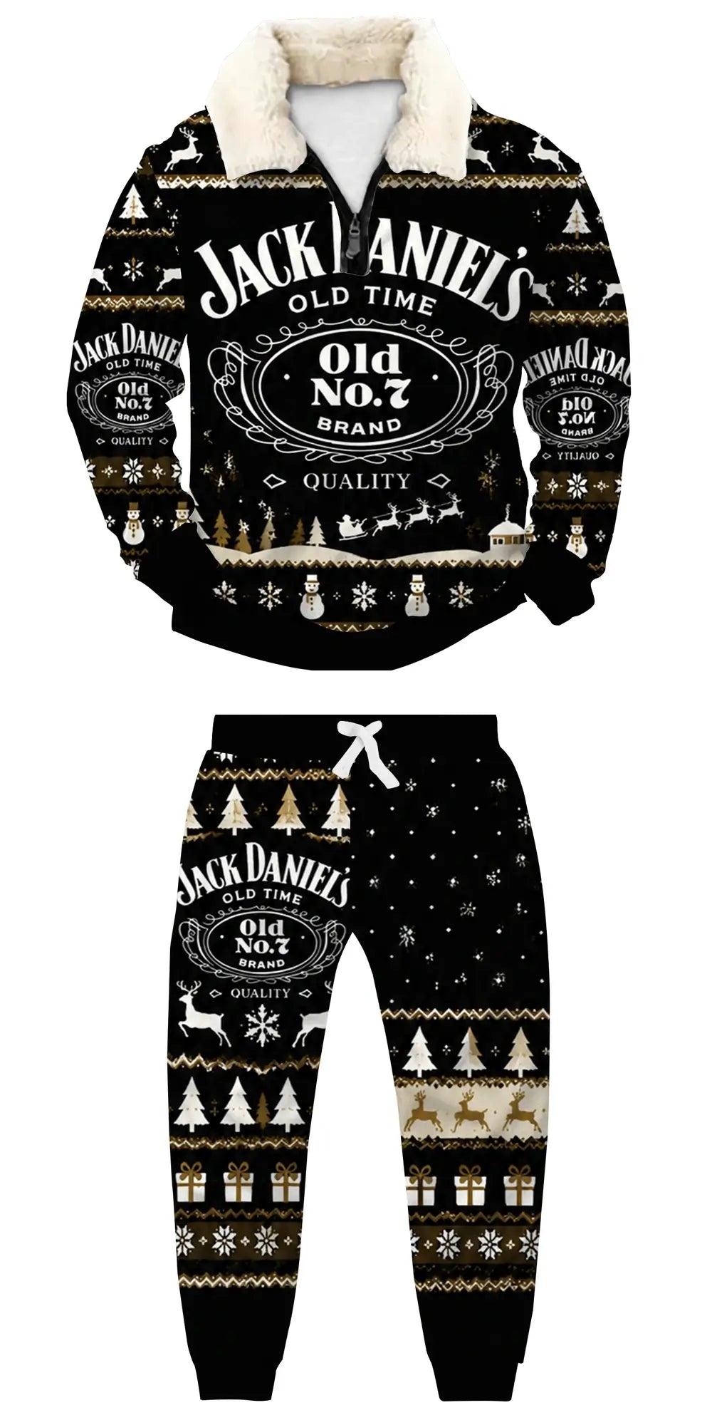 Dark Whiskey Ugly Quarter Zip Sweatshirt & Sweatpant Set