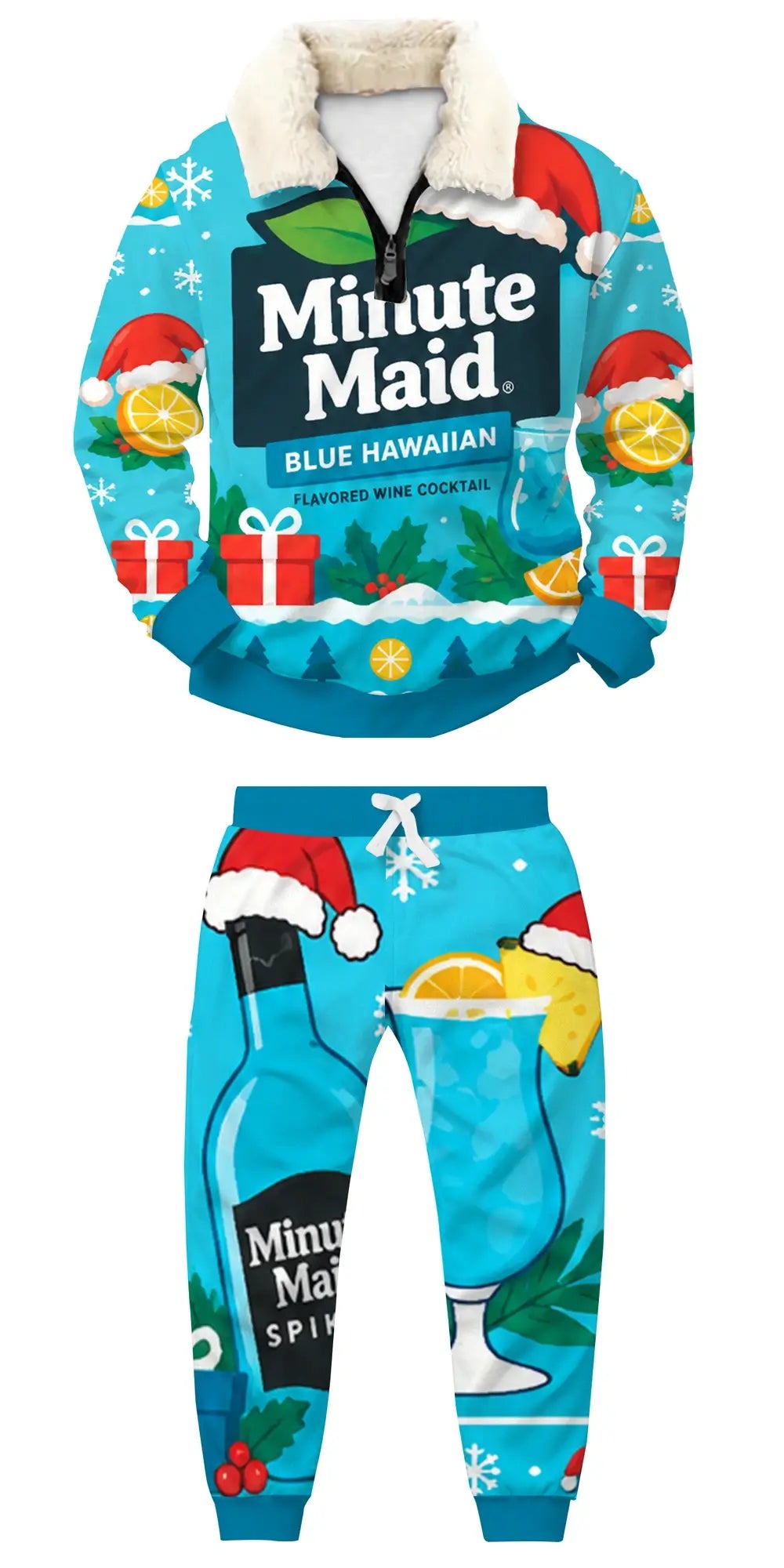 Drunken Holiday Vibes Ugly Quarter Zip Sweatshirt & Sweatpant Set