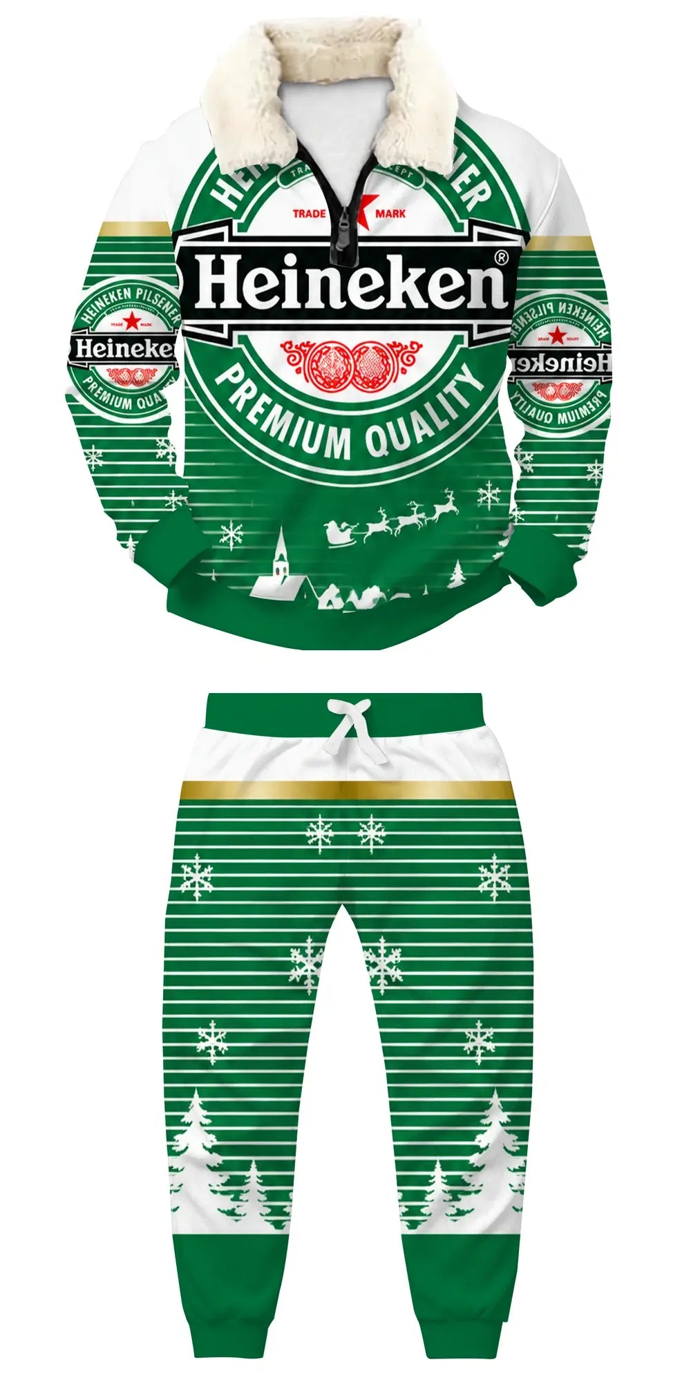 Green Brew Ugly Quarter Zip Sweatshirt & Sweatpant Set