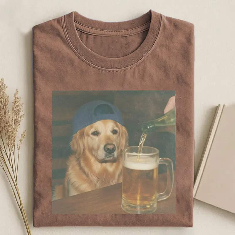 Funny Golden Retriever Drinking Beer T-shirt