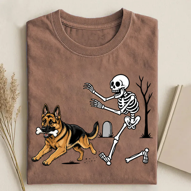 German Shepherd Dog Breeds Halloween Skeleton T-shirt