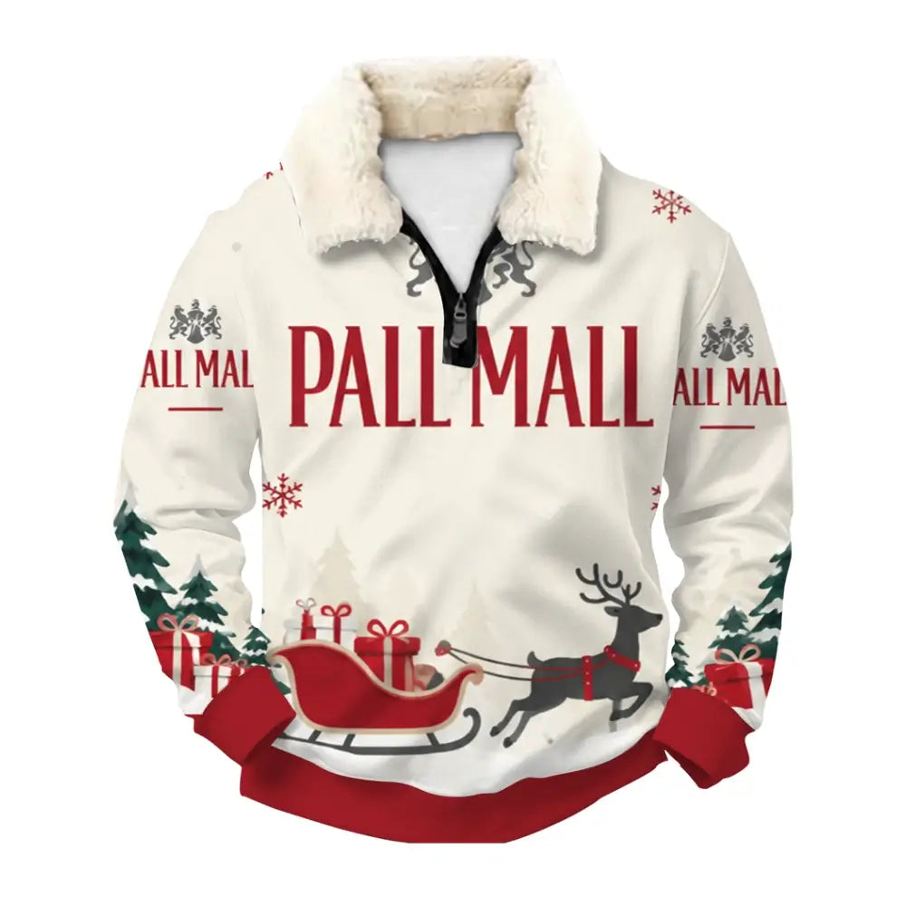 Red Sleigh Ugly Quarter Zip Sweatshirt & Sweatpant Set