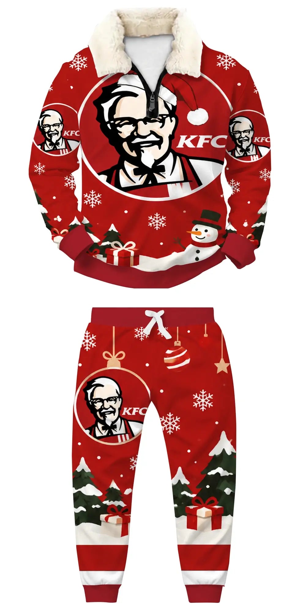 Santa Feast Ugly Quarter Zip Sweatshirt & Sweatpant Set