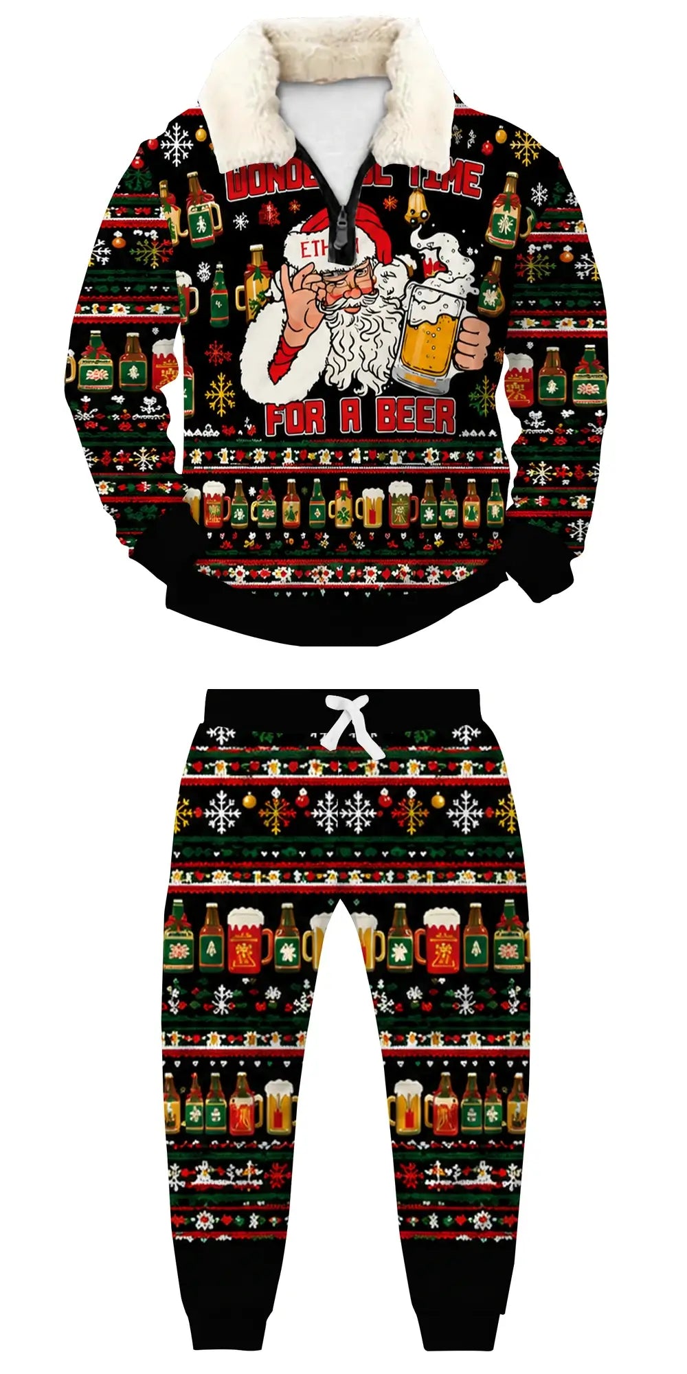 Santa Grooves Ugly Quarter Zip Sweatshirt & Sweatpant Set