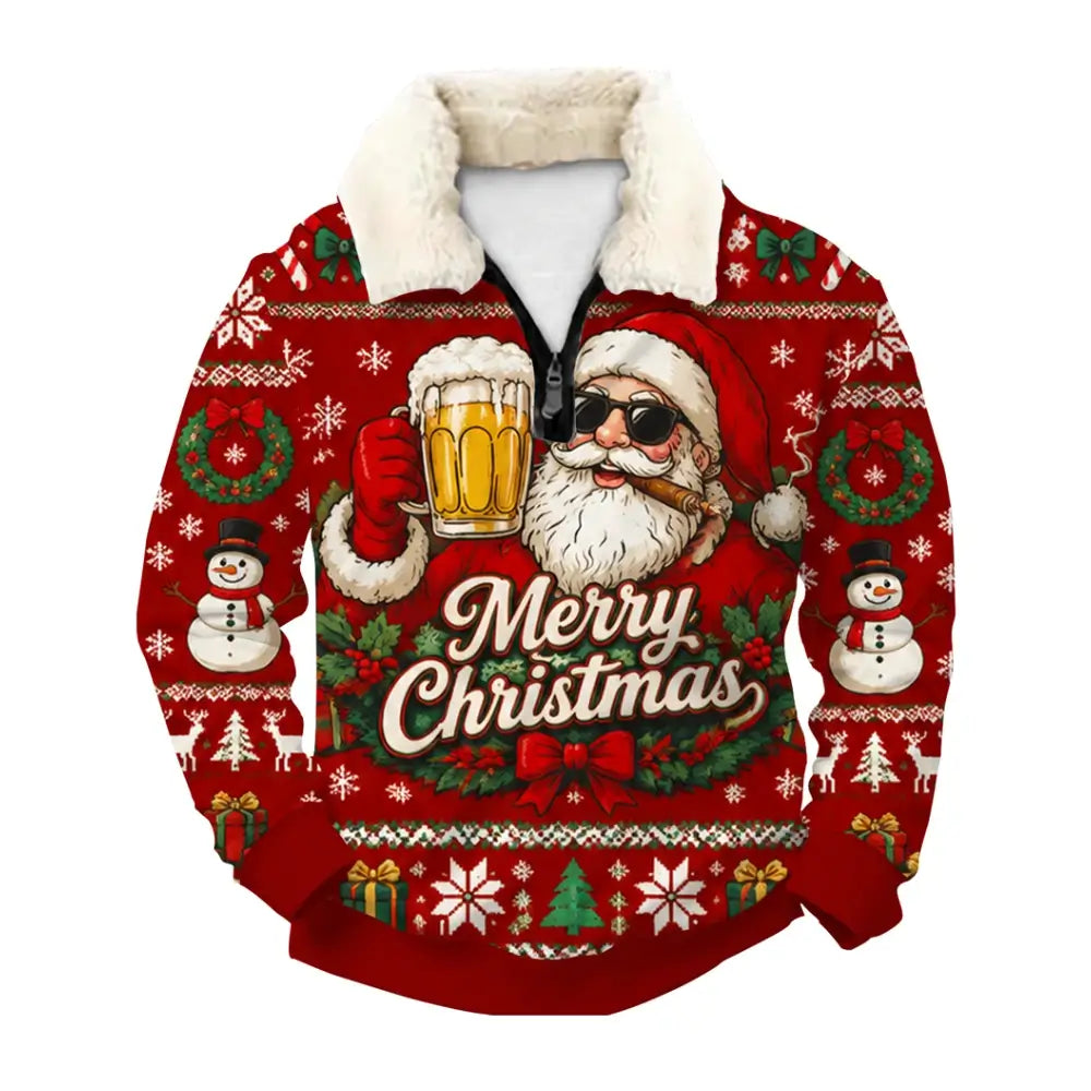 Santa's Pint Ugly Quarter Zip Sweatshirt & Sweatpant Set