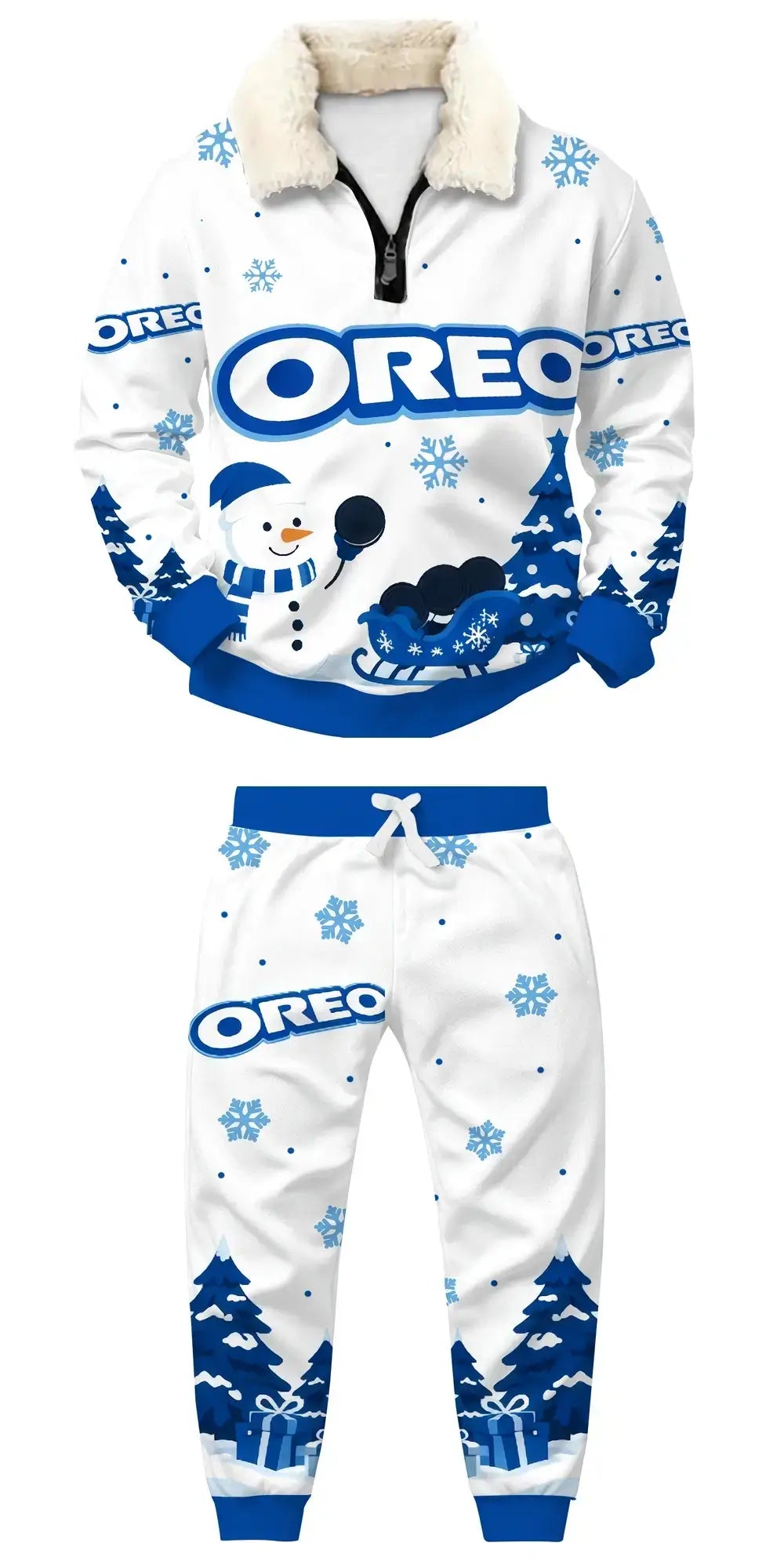 Snowy Cookies Ugly Quarter Zip Sweatshirt & Sweatpant Set