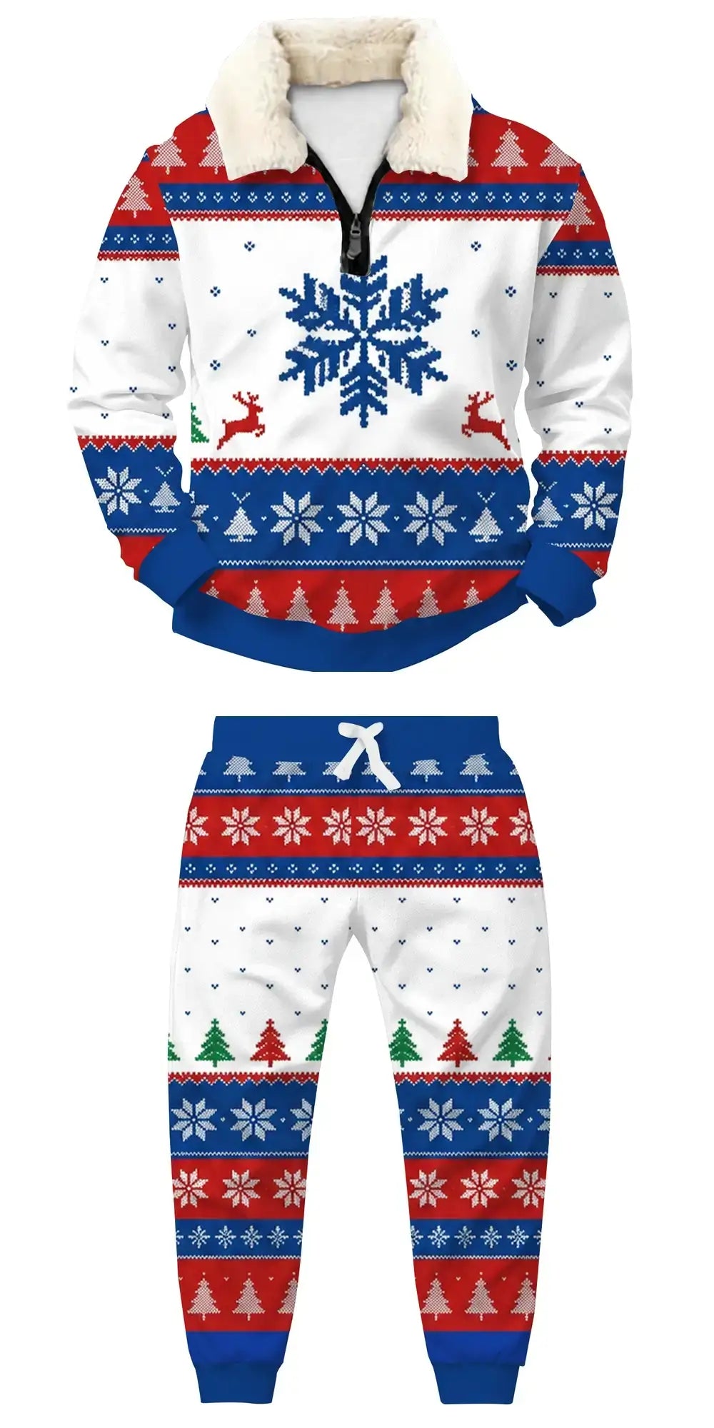 Winter Fairisle Ugly Quarter Zip Sweatshirt & Sweatpant Set