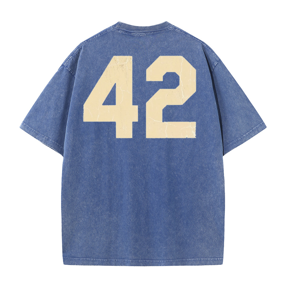 Retro Distressed Los Angeles Style Baseball Graphic Washed Cotton T-Shirt