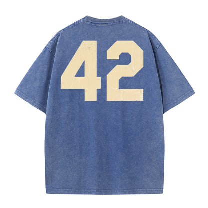 Retro Distressed Los Angeles Style Baseball Graphic Washed Cotton T-Shirt