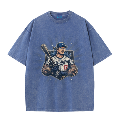 Los Angeles Vintage Baseball Player Illustration T-Shirt
