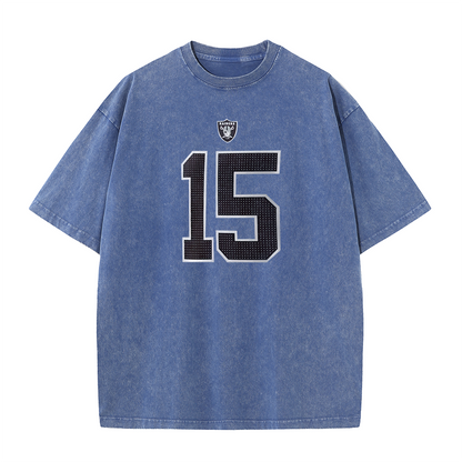 Vegas Vintage Washed Player Style Graphic T-Shirt