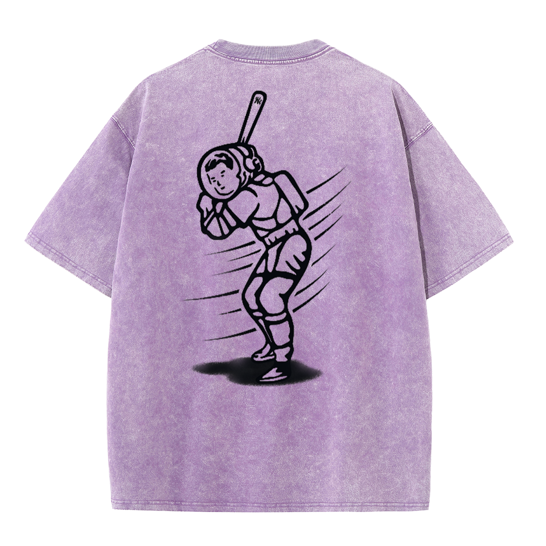 New York Inspired Space Baseball Player Retro Distressed T-Shirt