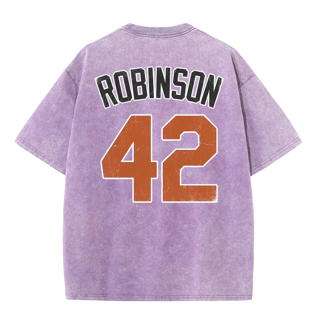 LA 42 Vintage Number Graphic Baseball T Shirt