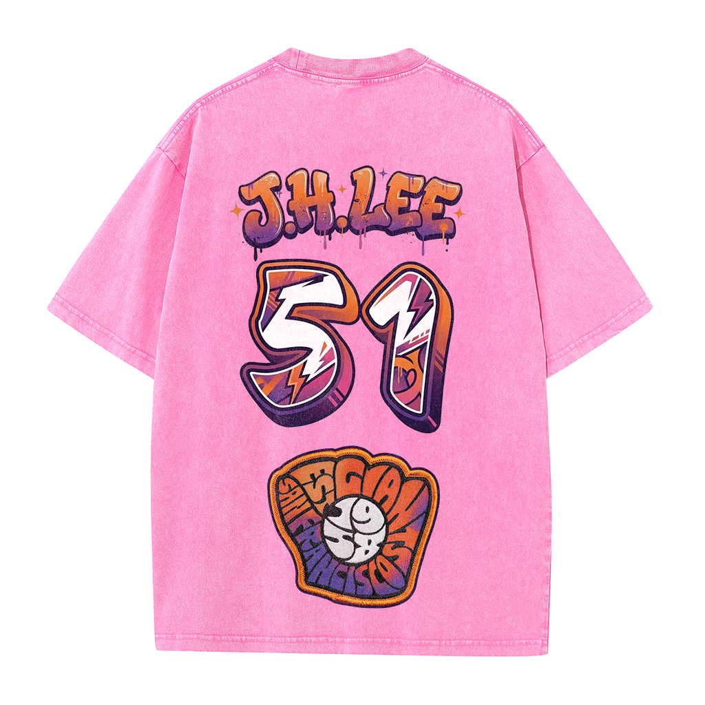 Retro Number Print Washed T-Shirt – Urban Graphic Streetwear Tee