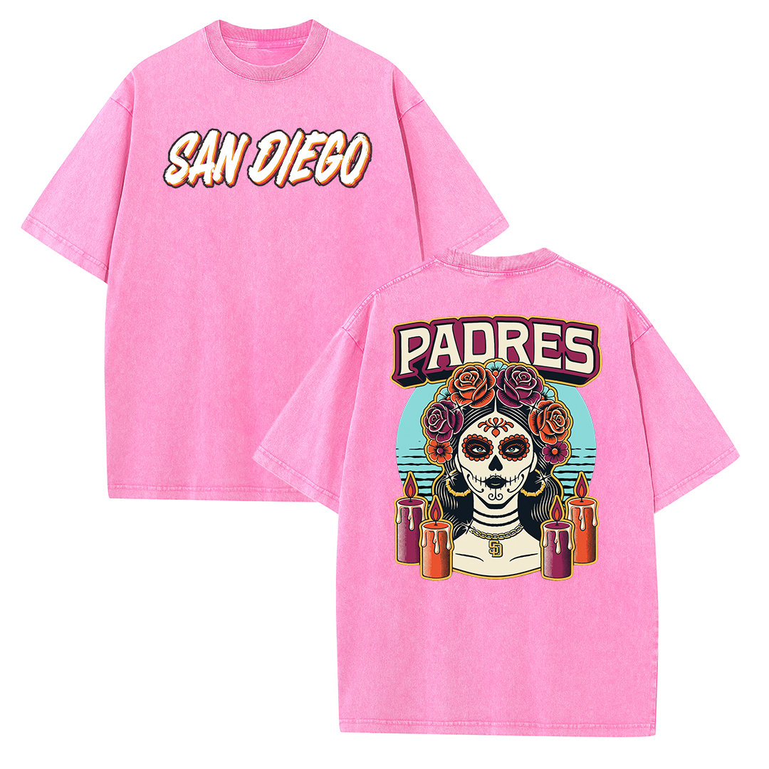 San Diego Skull Rose Graphic T Shirt