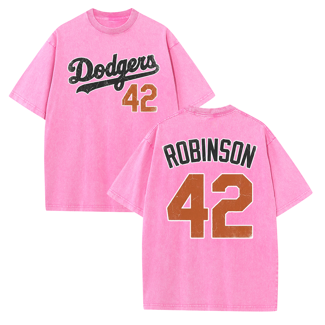 LA 42 Vintage Number Graphic Baseball T Shirt