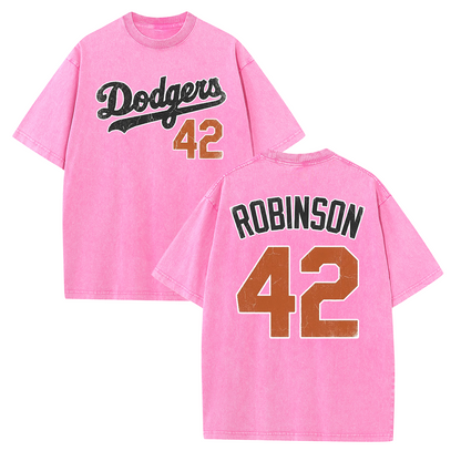 LA 42 Vintage Number Graphic Baseball T Shirt