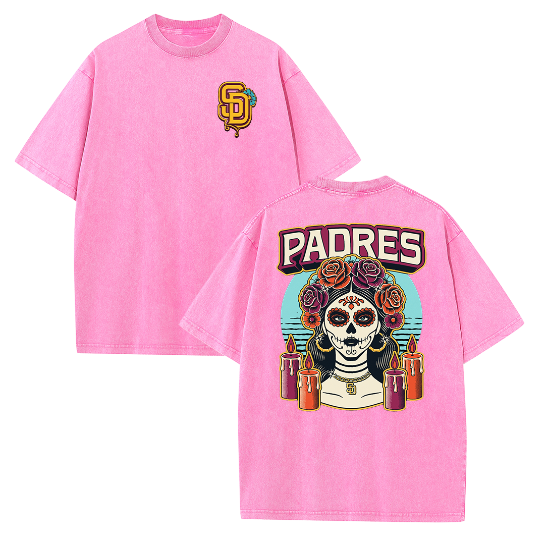 San Diego Skull Rose Candle Graphic T Shirt