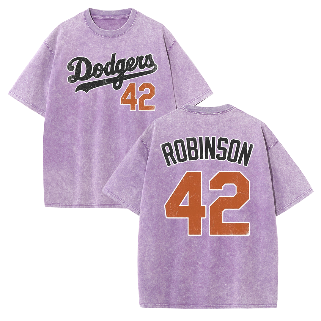 LA 42 Vintage Number Graphic Baseball T Shirt