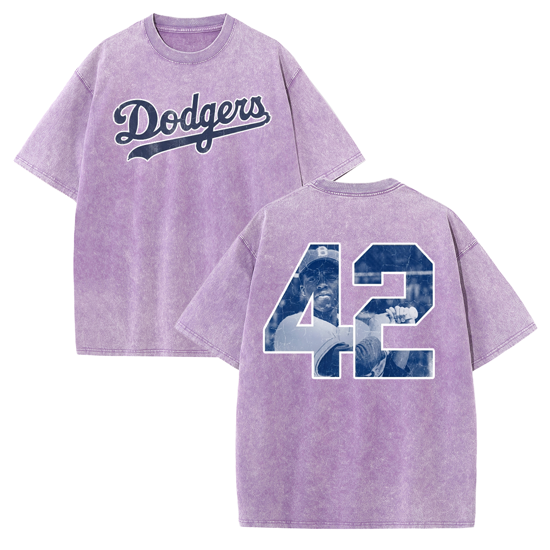 Vintage Washed LA Blue Script 42 Player Graphic T Shirt