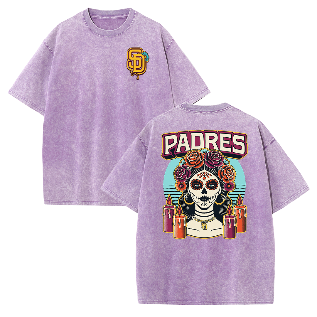 San Diego Skull Rose Candle Graphic T Shirt