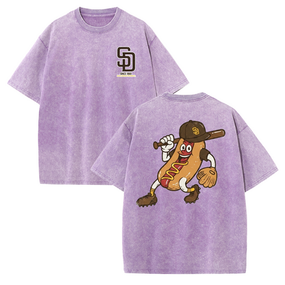 San Diego Cartoon Baseball Hotdog Vintage Style T Shirt