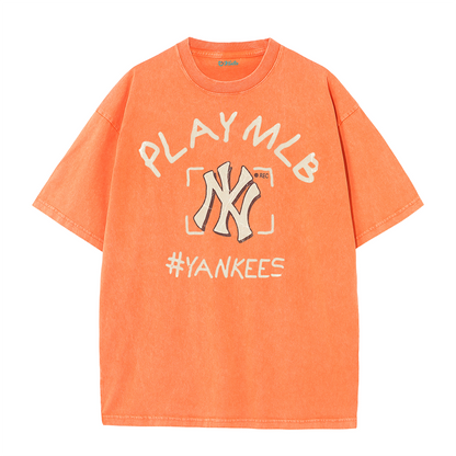 New York Style #Yankees Inspired Play MLB Distressed T-Shirt