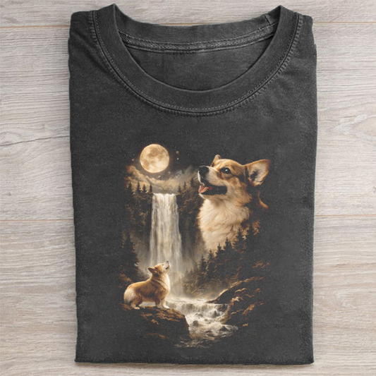 Corgi Howling to the Moon T-shirt