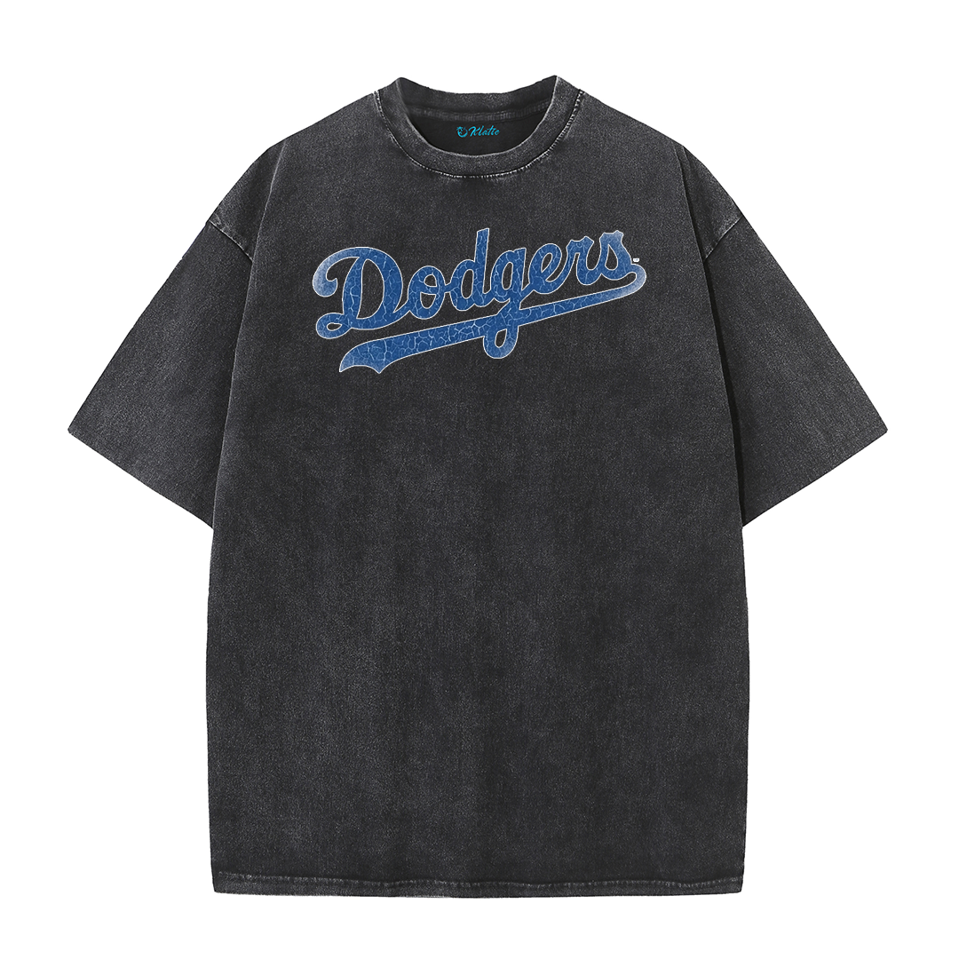 Retro LA Lettering Tee – Distressed 17 Number Back Graphic Washed T-Shirt