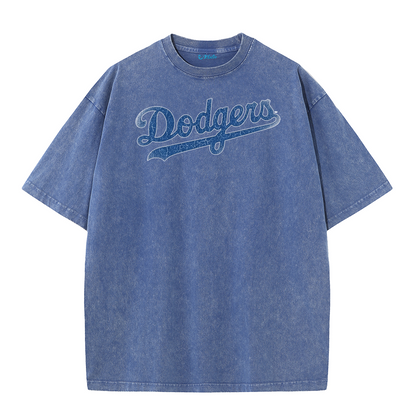 Retro LA Lettering Tee – Distressed 17 Number Back Graphic Washed T-Shirt