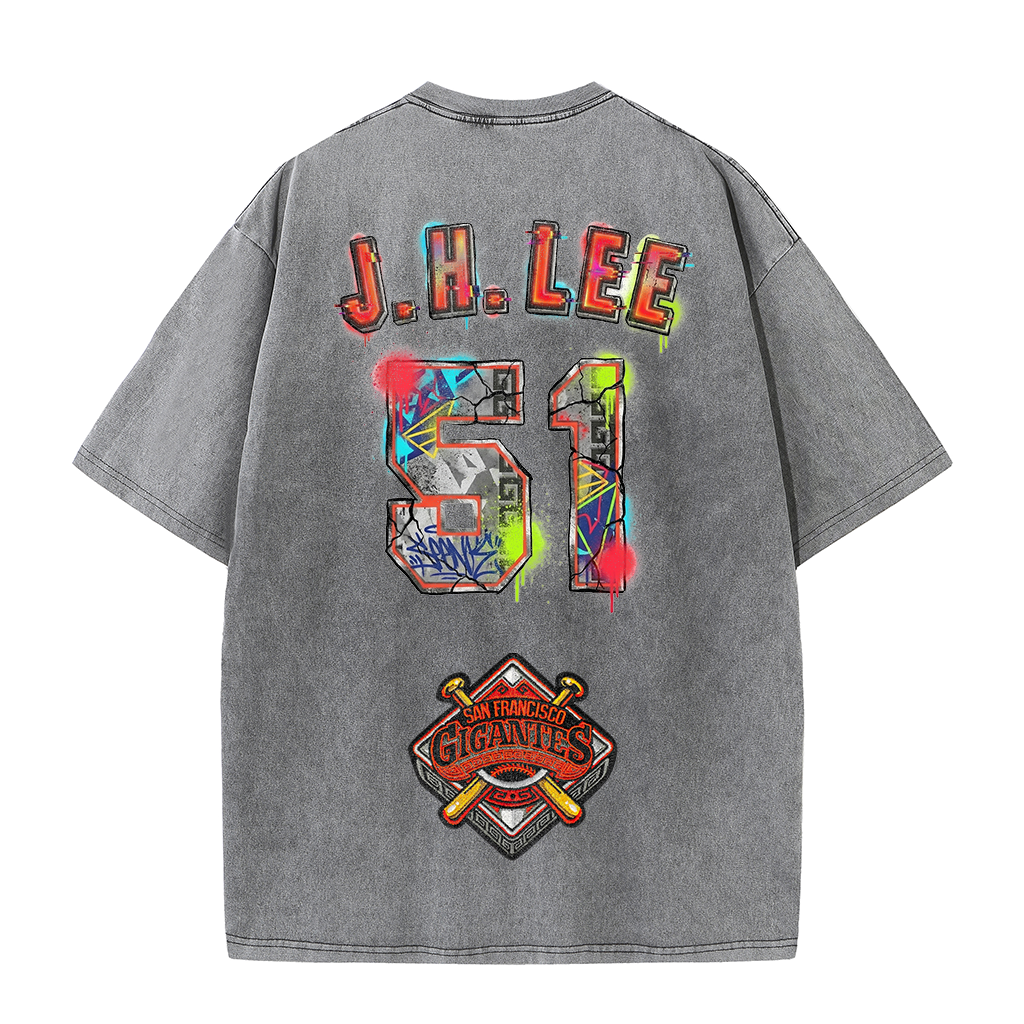 Graffiti Number Graphic Washed T-Shirt – Double-Sided Vintage Streetwear Cotton Tee