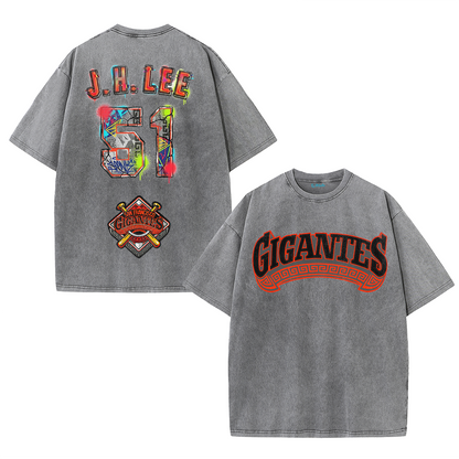 Graffiti Number Graphic Washed T-Shirt – Double-Sided Vintage Streetwear Cotton Tee