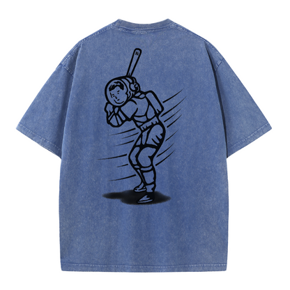 New York Inspired Space Baseball Player Retro Distressed T-Shirt
