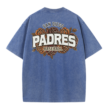 San Diego Floral Script Baseball Graphic Vintage Washed T Shirt