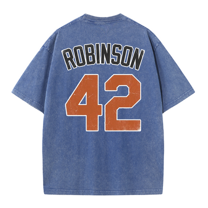 LA 42 Vintage Number Graphic Baseball T Shirt