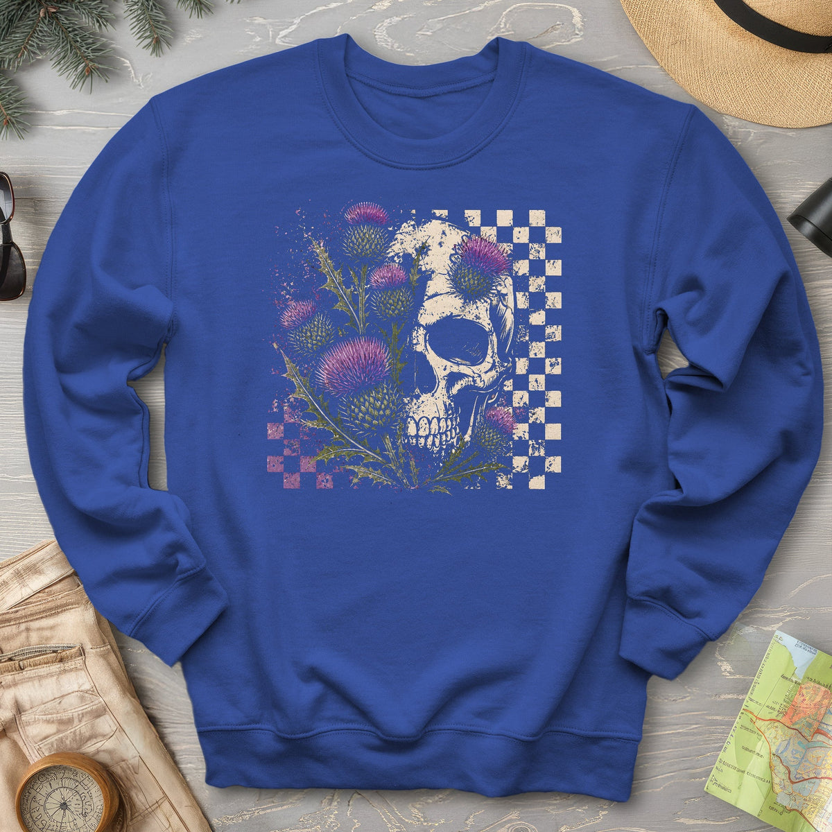 Thistle Skull Check Sweatshirt