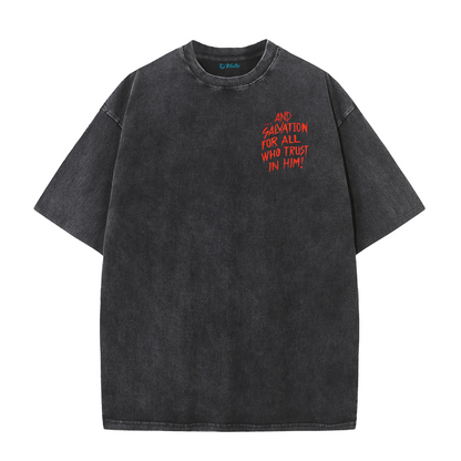 Jesus Messiah Cross Vintage Washed T-Shirt – Distressed Faith Graphic Oversized Tee