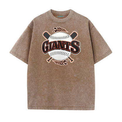 Vintage Washed Baseball Graphic T-Shirt – Crossed Bats Streetwear Tee