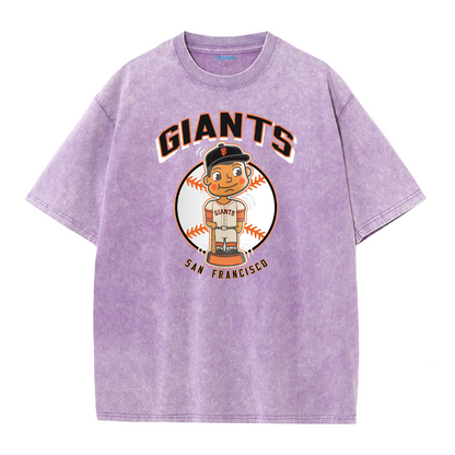 San Francisco Baseball Cartoon Graphic Vintage Washed T-Shirt