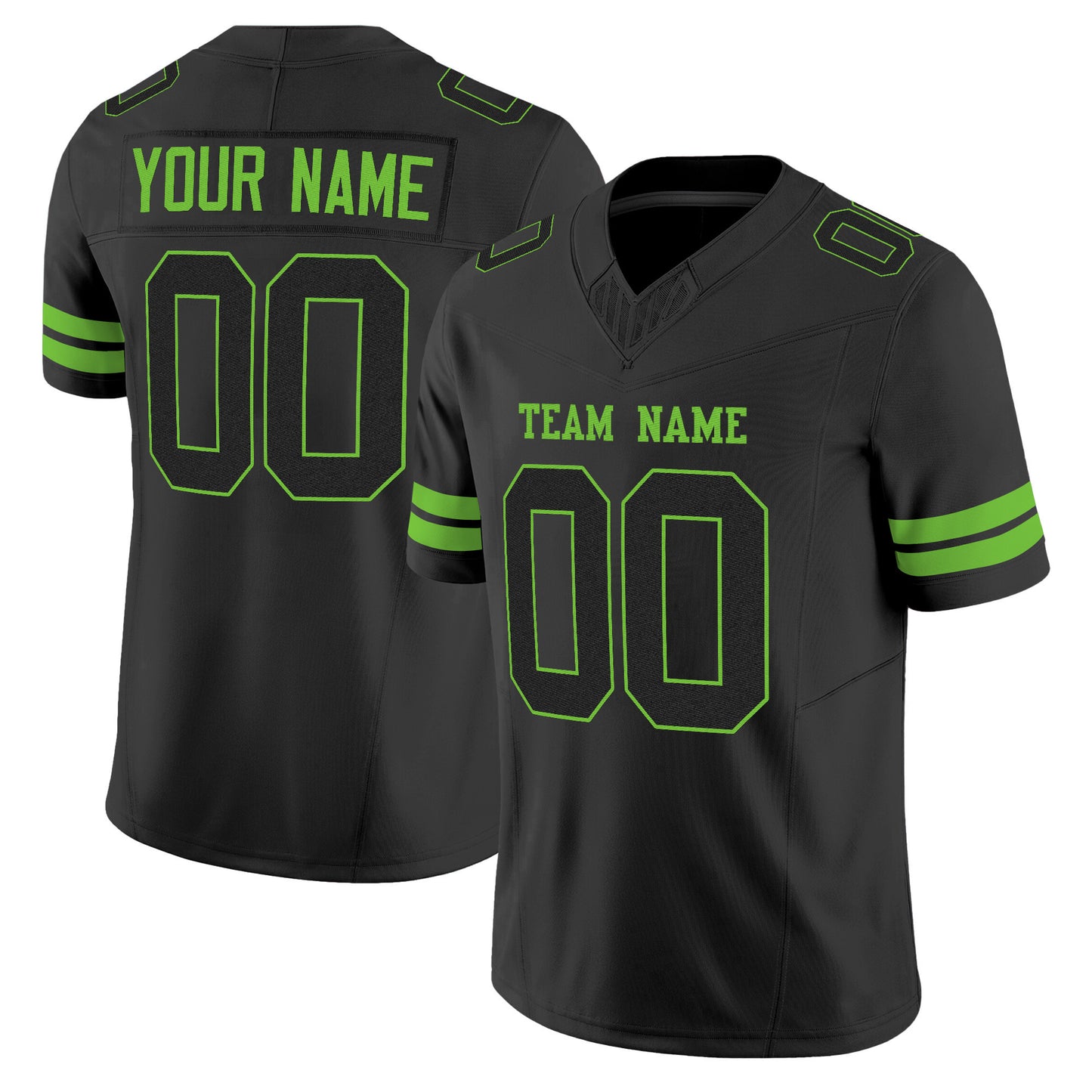 Black Black - Neon Green Mesh Custom Football Jersey