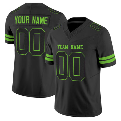 Black Black - Neon Green Mesh Custom Football Jersey